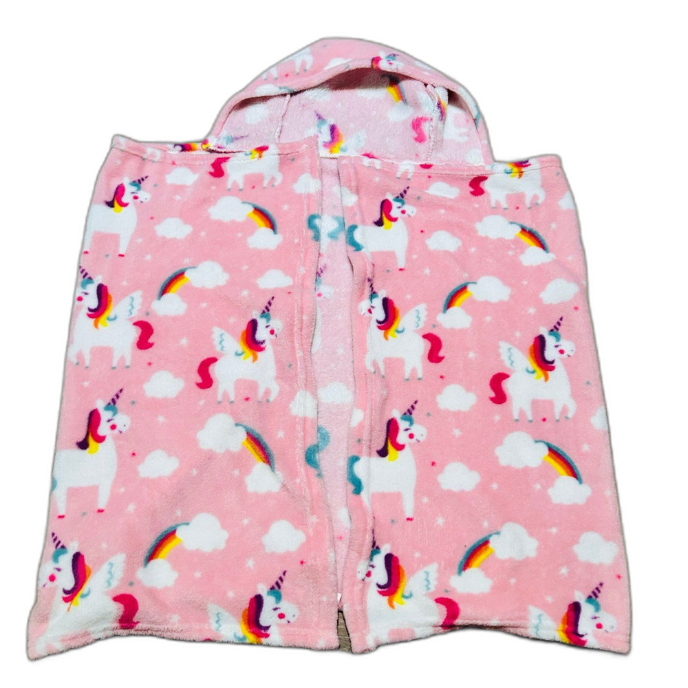 Unicorn Pink Hooded Fleece Blanket - Picture 1 of 7